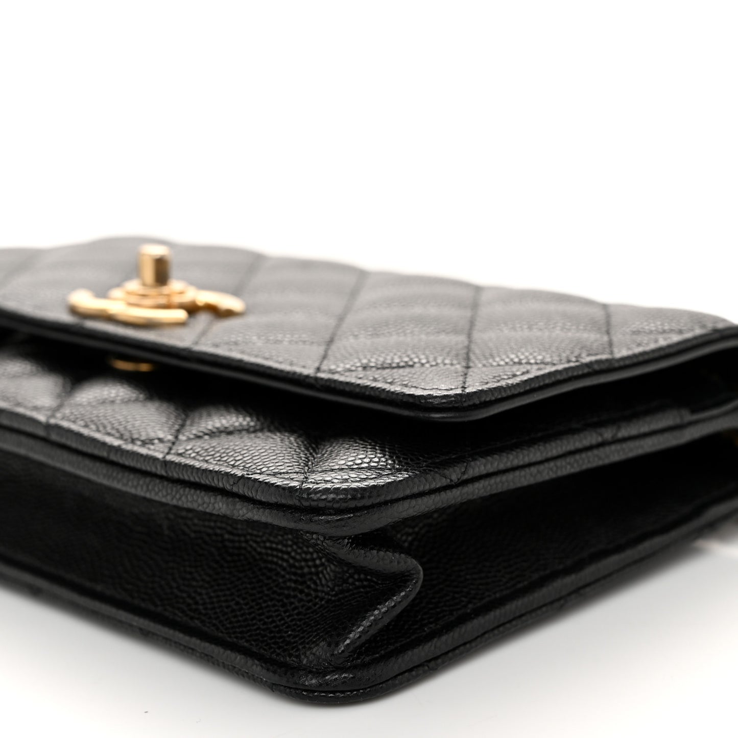 Caviar Quilted Camellia Wallet On Chain WOC Black