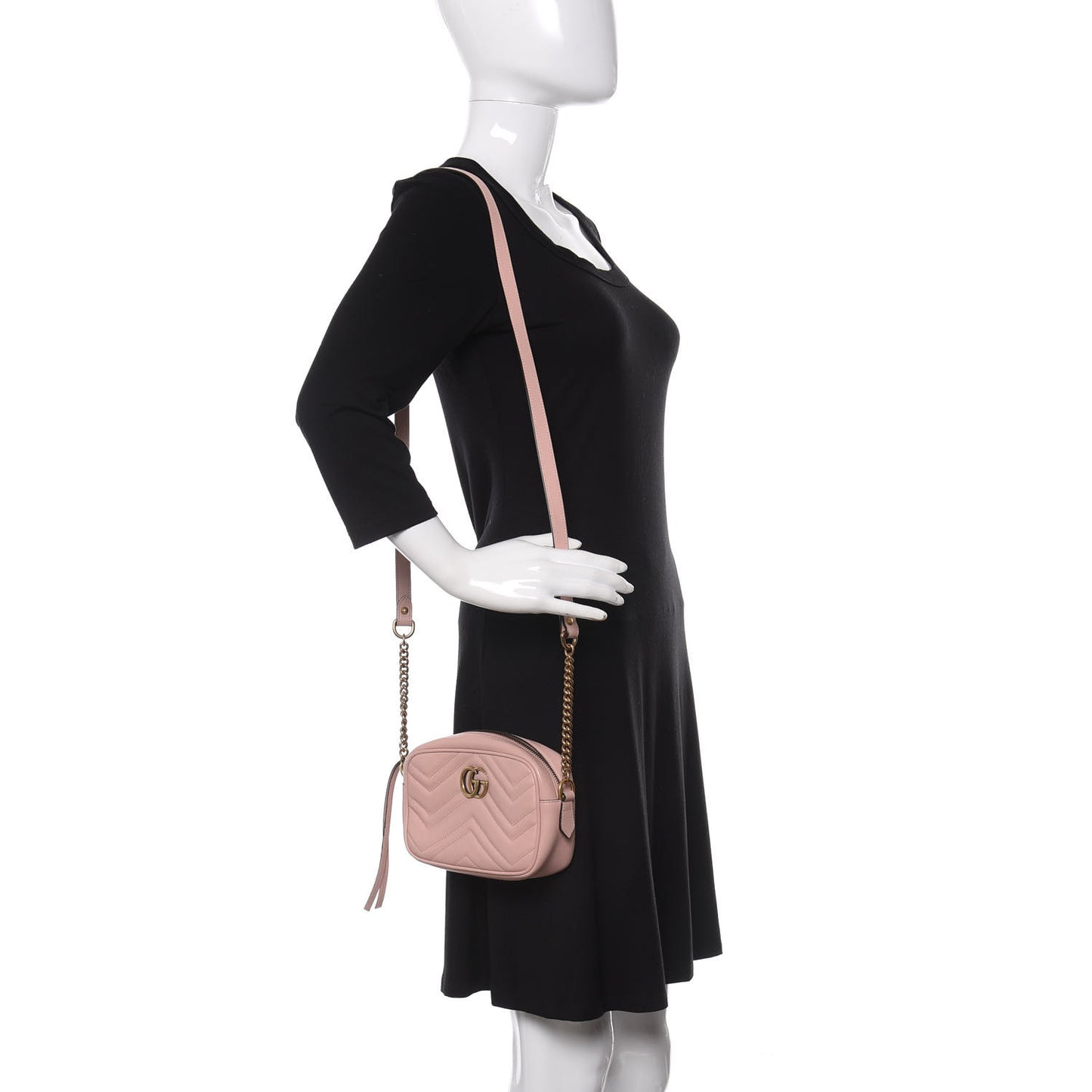 Calfskin Matelasse Mini GG Marmont Chain Shoulder Bag Perfect Pink