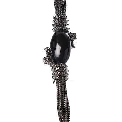 Chanel Ruthenium Enamel CC Tassel Chain Necklace 4 of 6