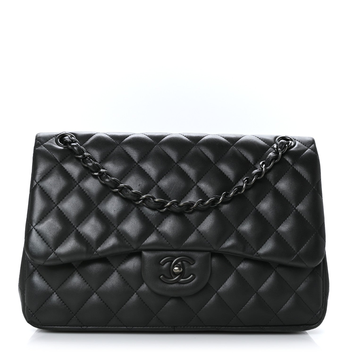 Chanel Lambskin Quilted Jumbo Double Flap So Black 1 of 11