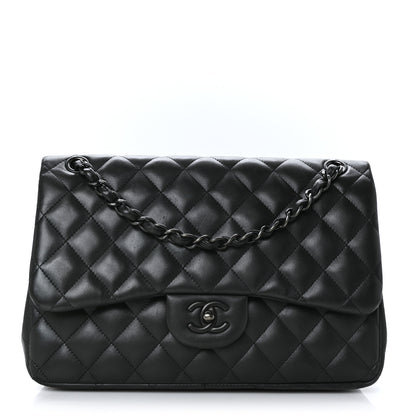 Chanel Lambskin Quilted Jumbo Double Flap So Black 1 of 11