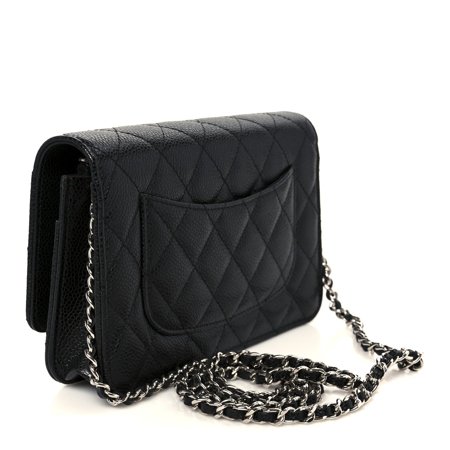 Caviar Quilted Wallet on Chain WOC Black
