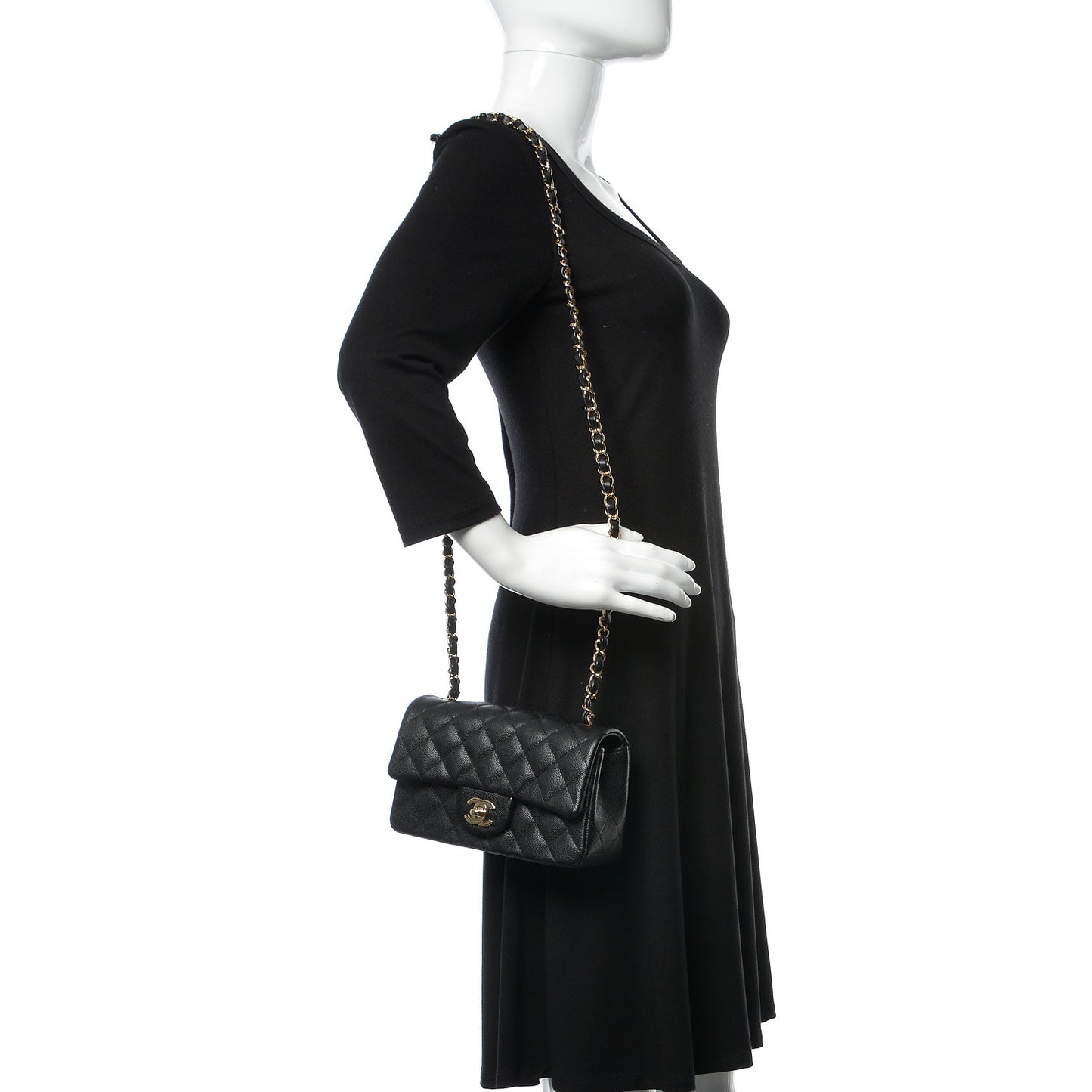 Caviar Quilted Mini Rectangular Flap Black