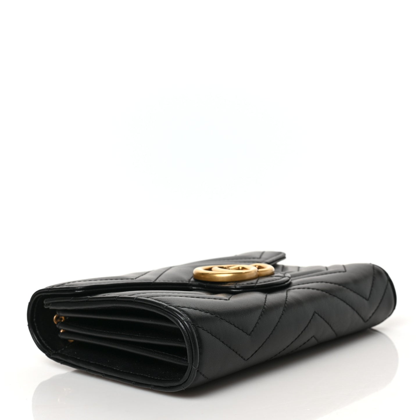 Calfskin Matelasse GG Marmont Chain Wallet Black