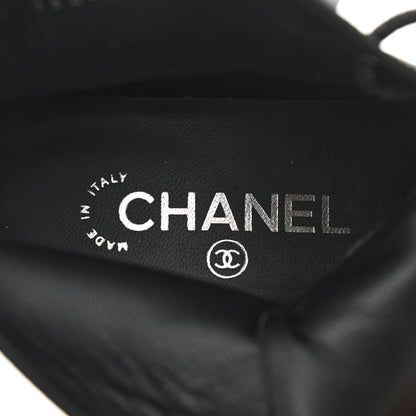 Chanel Glitter Calfskin Lace Up Combat Boots 36 Black 7 of 9