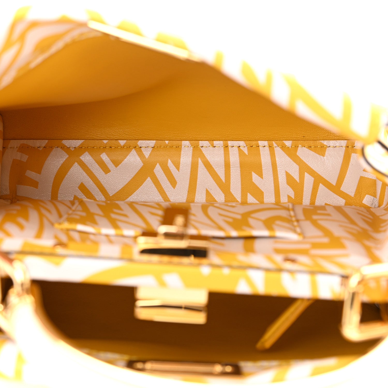 Fendi X SARAH COLEMAN Vitello Liberty Shiny Nappa Plexiglass FF Vertigo Mini Peekaboo Iconic Satchel Mimosa White 5 of 11
