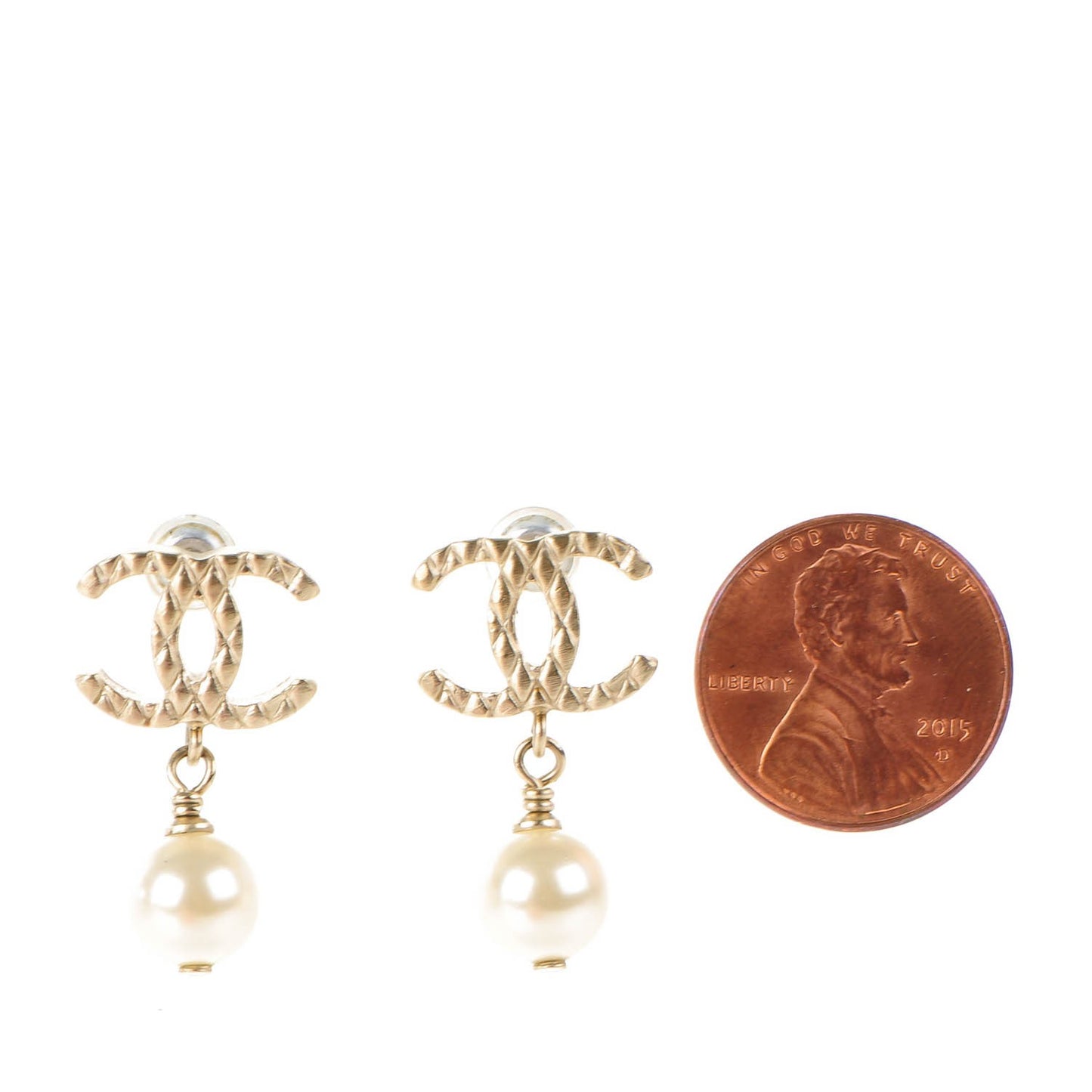 Pearl CC Drop Earrings Gold