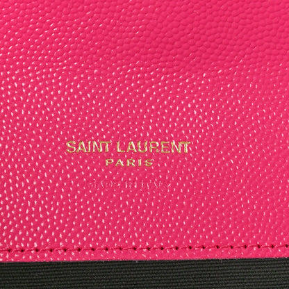 Saint Laurent Grain De Poudre Matelasse Chevron Monogram Envelope Clutch Fuchsia 6 of 9