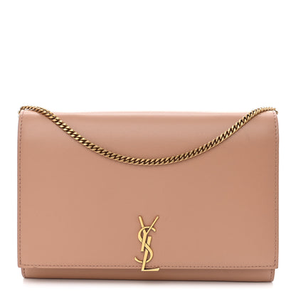 Saint Laurent Glossy Calfskin Monogram Chain Wallet Dark Beige 1 of 12