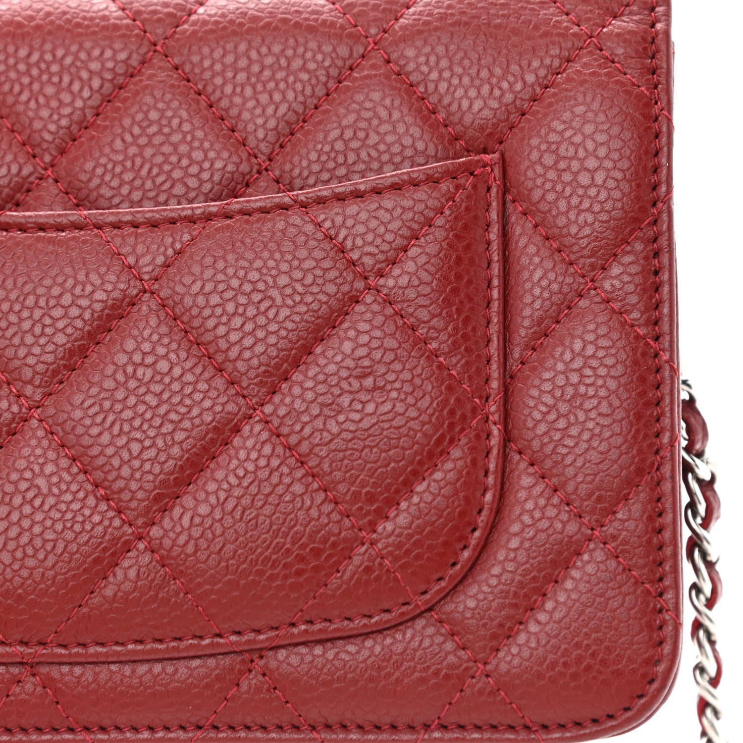 Chanel Caviar Quilted Wallet on Chain WOC Burgundy 12 of 14