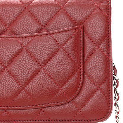 Chanel Caviar Quilted Wallet on Chain WOC Burgundy 12 of 14