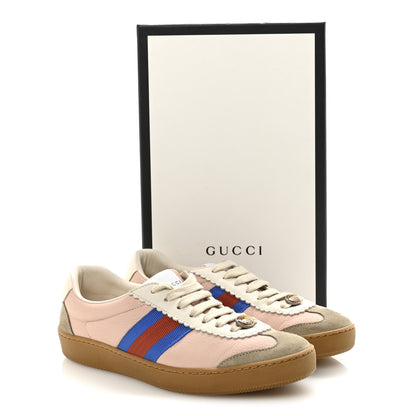Gucci Calfskin Suede Web Womens G74 Sneakers 37 Oatmeal Soft Rose 10 of 10