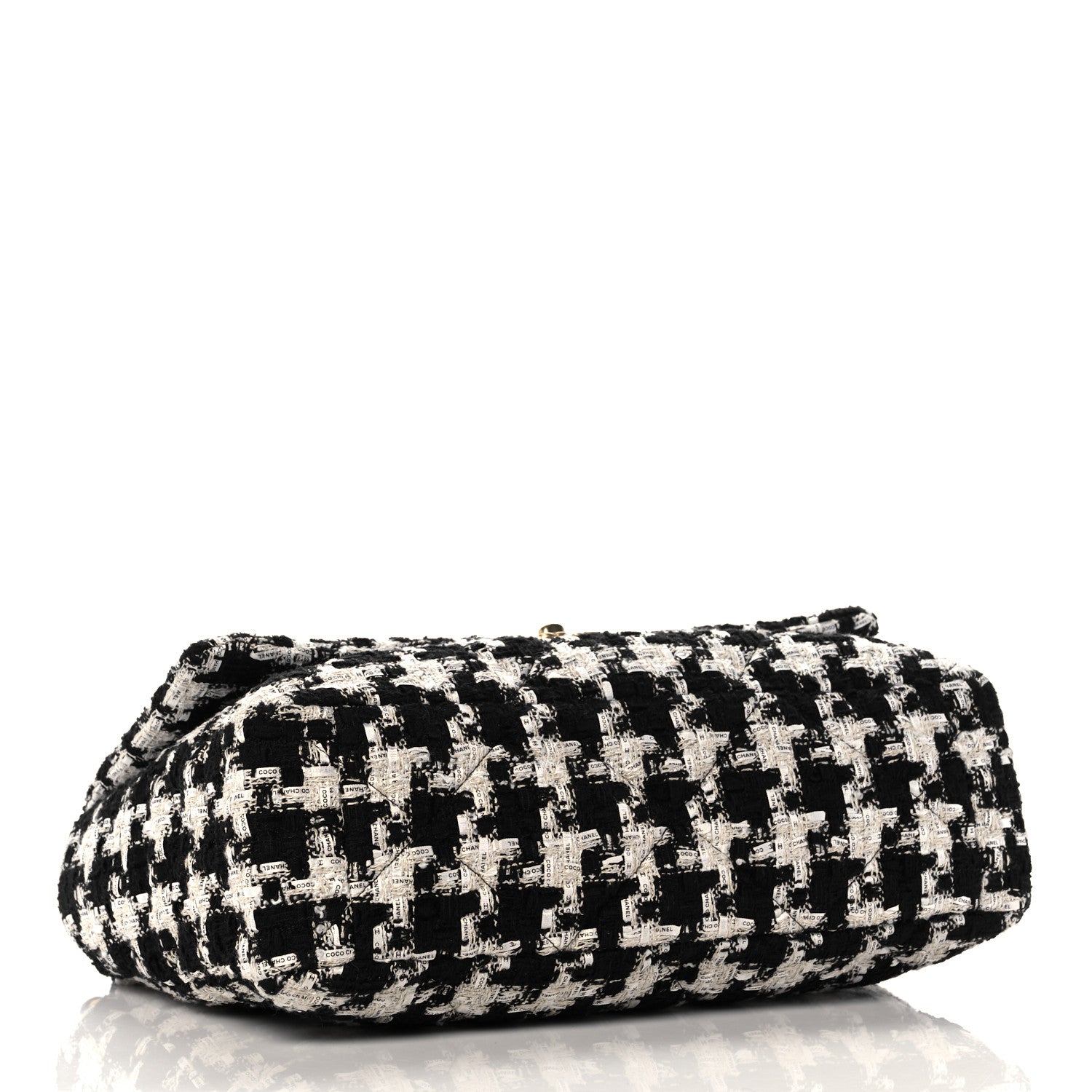 Chanel Tweed Quilted Maxi Chanel 19 Flap Black Ecru White 4 of 11