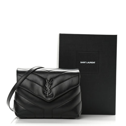 Saint Laurent Calfskin Y Quilted Monogram Toy Loulou Crossbody Bag Black 10 of 10