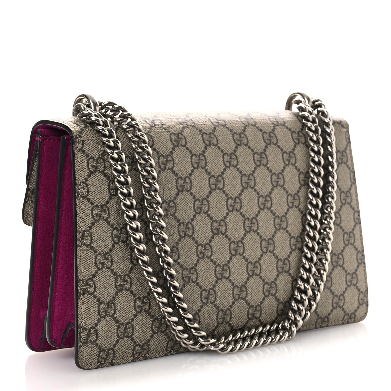Gucci GG Supreme Monogram Suede Crystal Small Dionysus Shoulder Bag Beige Ebony Bright Purple 3 of 14