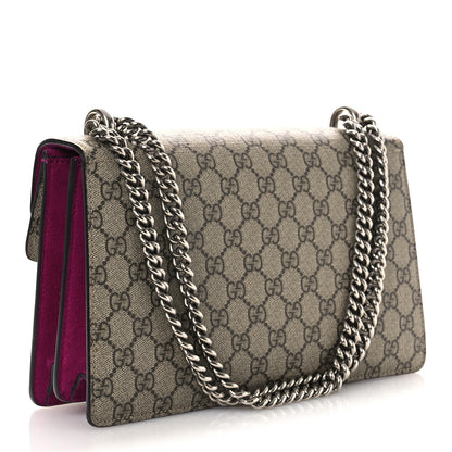 Gucci GG Supreme Monogram Suede Crystal Small Dionysus Shoulder Bag Beige Ebony Bright Purple 3 of 14