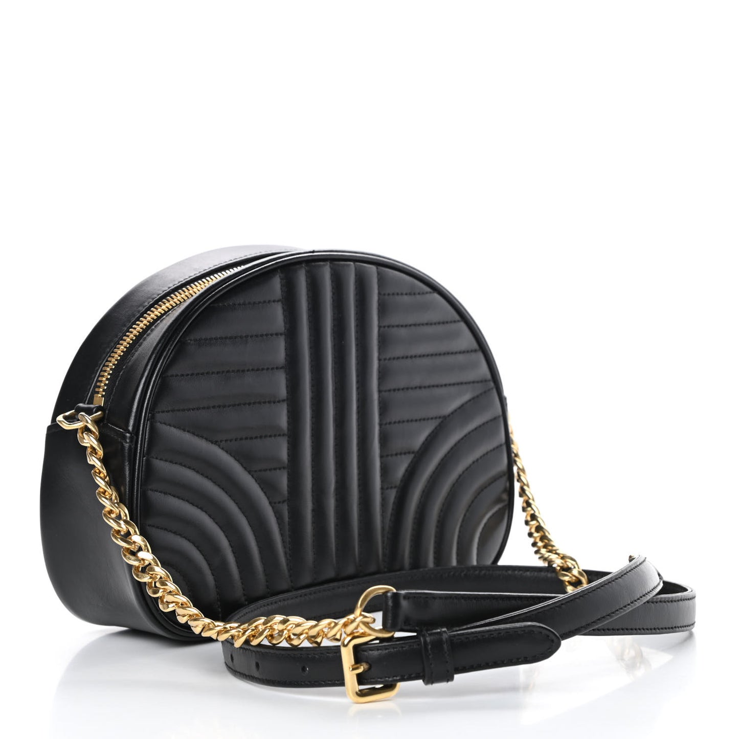 Soft Calfskin Impunture Diagramme Dome Crossbody Bag Black
