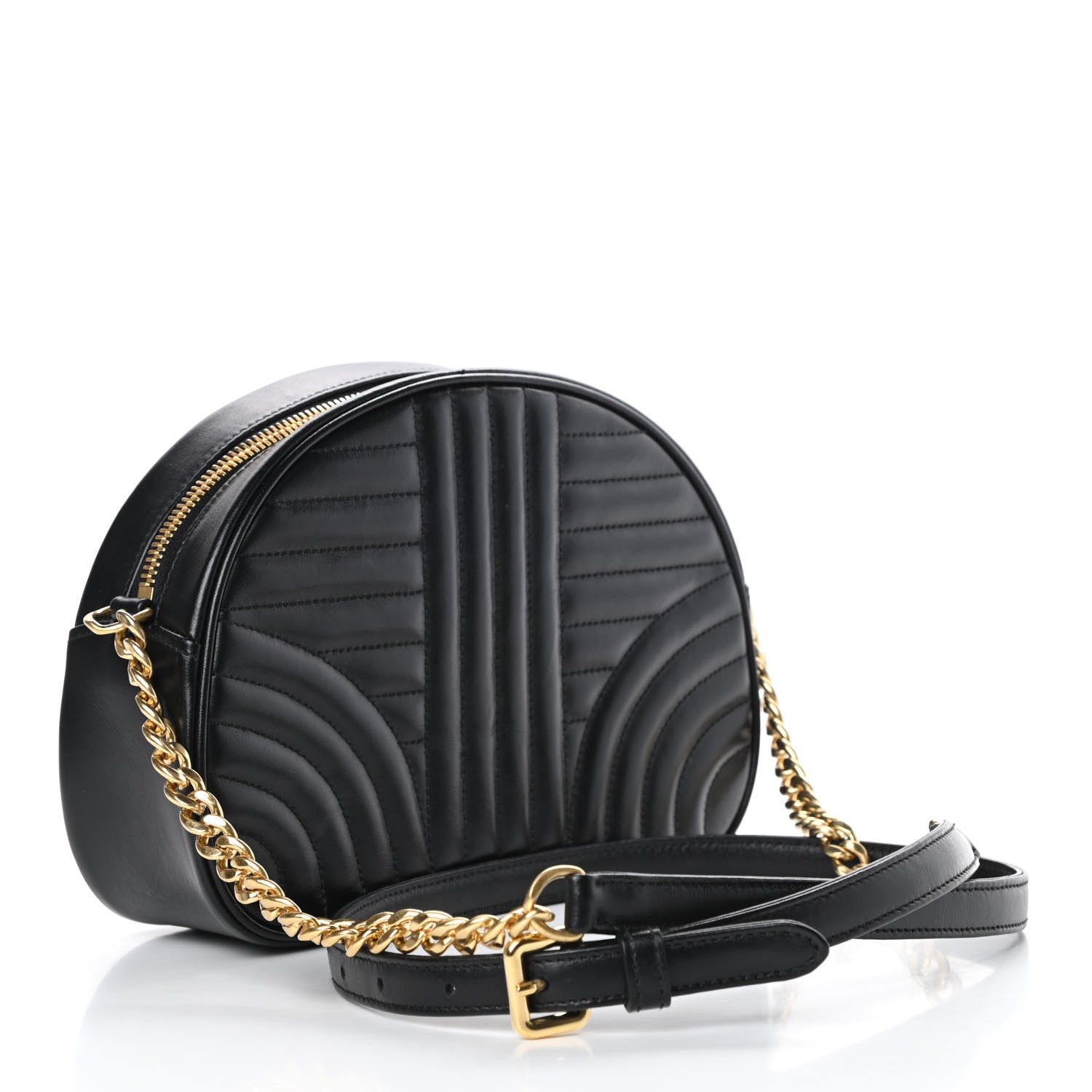 Prada Soft Calfskin Impunture Diagramme Dome Crossbody Bag Black 3 of 14