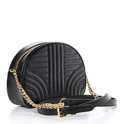 Prada Soft Calfskin Impunture Diagramme Dome Crossbody Bag Black 3 of 14