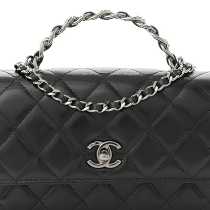 Chanel Shiny Crumpled Calfskin Crystal Quilted Precious Handle Clutch With Chain Black 8 of 11