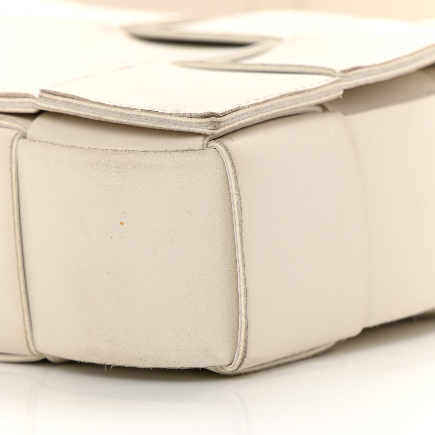 Lambskin Maxi Intrecciato Cassette Crossbody Bag White