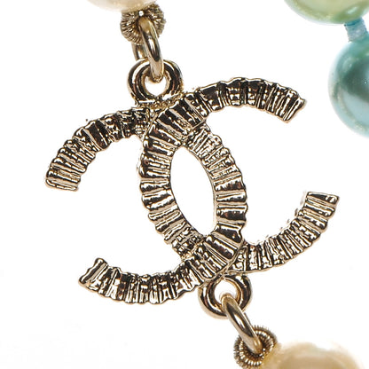 Chanel Beaded Pearl CC Long Necklace Gold Multicolor 3 of 6