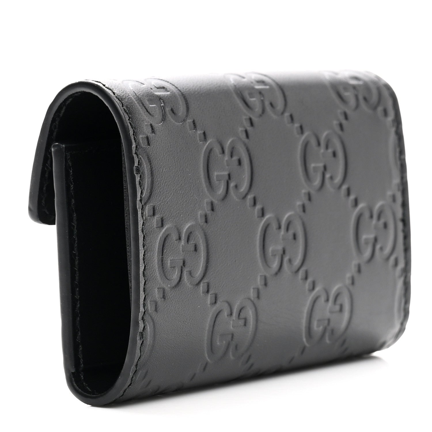 Gucci Guccissima Icon Signature 6 Key Holder Case Black 3 of 11