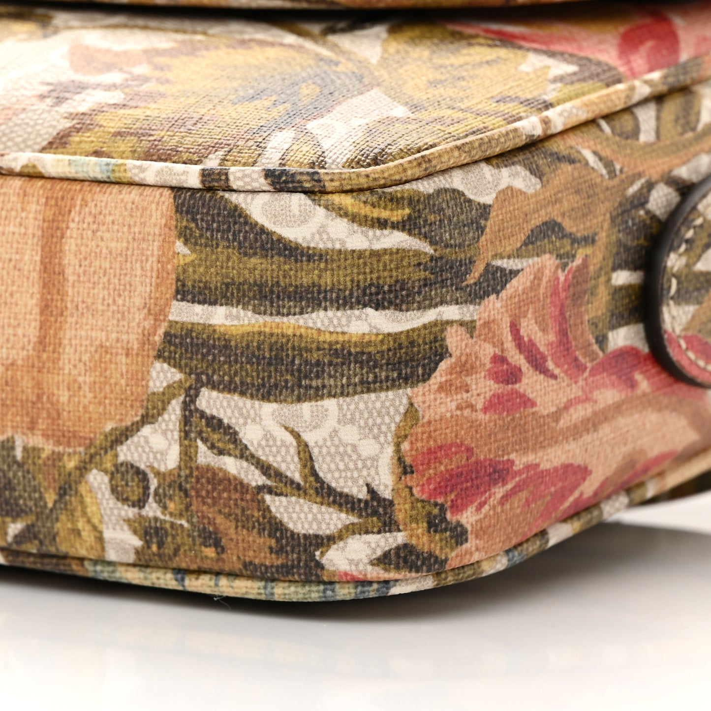 GG Supreme Monogram Water Flora Web Studded Mini Ophidia Flap Shoulder Bag Beige White Multicolor