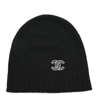 Chanel Cashmere CC Beanie Hat Black 1 of 6