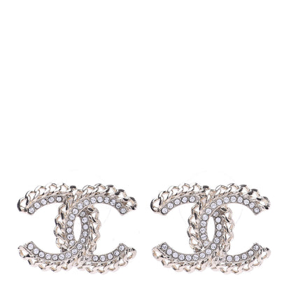 Chanel Crystal Chain CC Earrings Gold 1 of 5