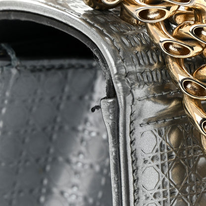 Christian Dior Metallic Patent Micro-Cannage Small Diorama Flap Bag Silver 10 of 13