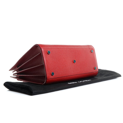 Saint Laurent Grained Calfskin Small Sac De Jour Lipstick Red 4 of 9