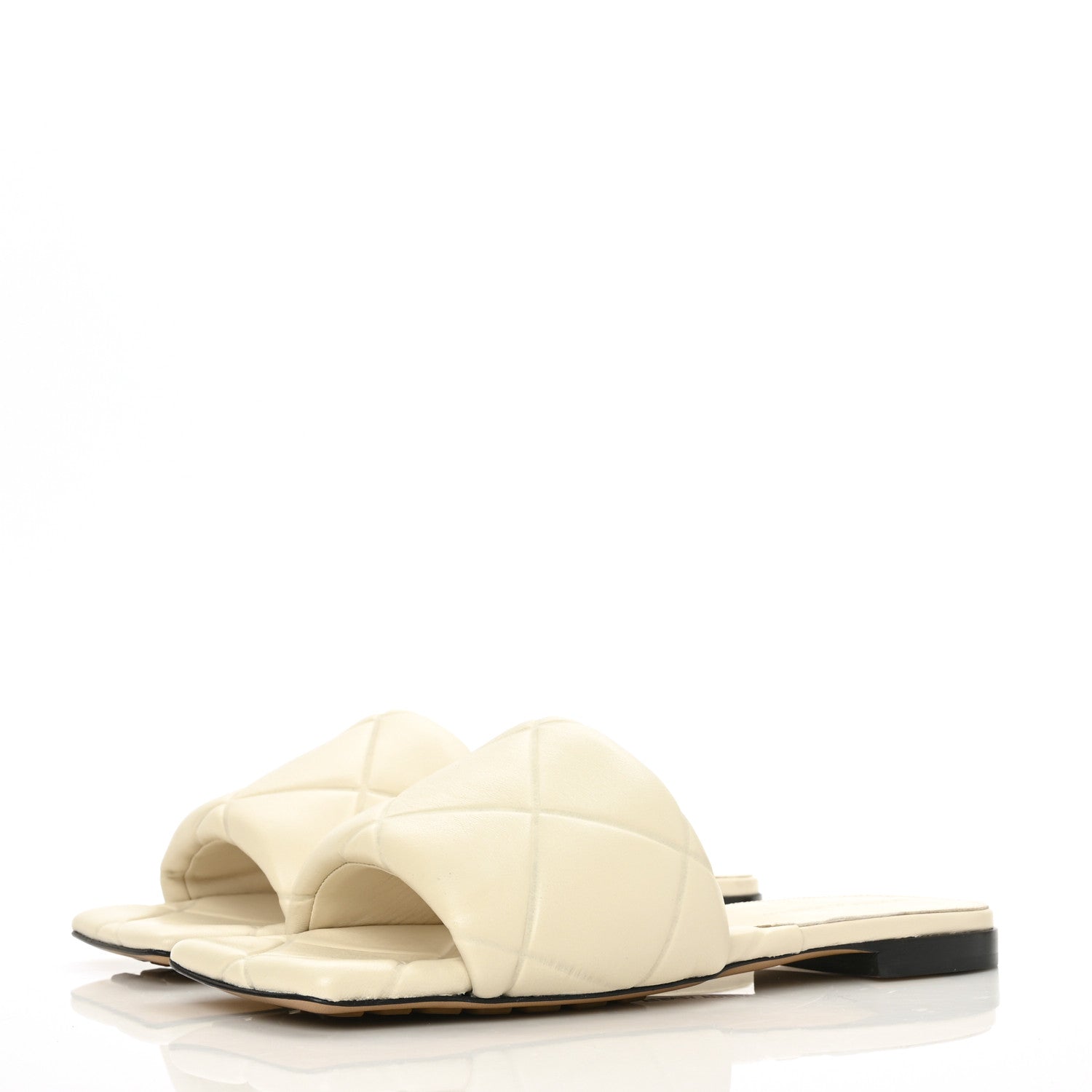 Bottega Veneta Nappa Quilted Rubber Lido Flat Sandals 37 Sea Salt 3 of 7