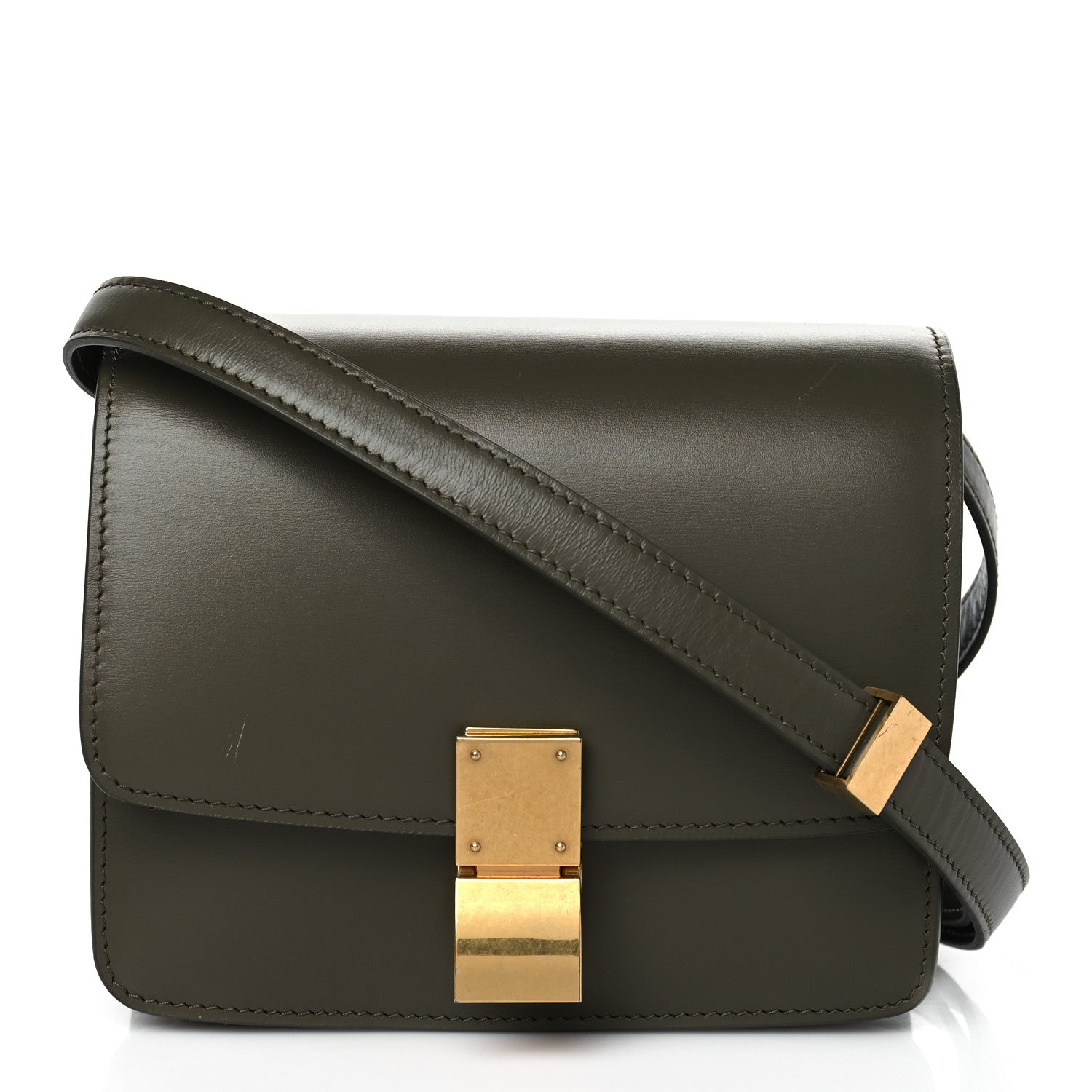Celine Box Calfskin Small Classic Box Flap Bag Dark Olive 1 of 8