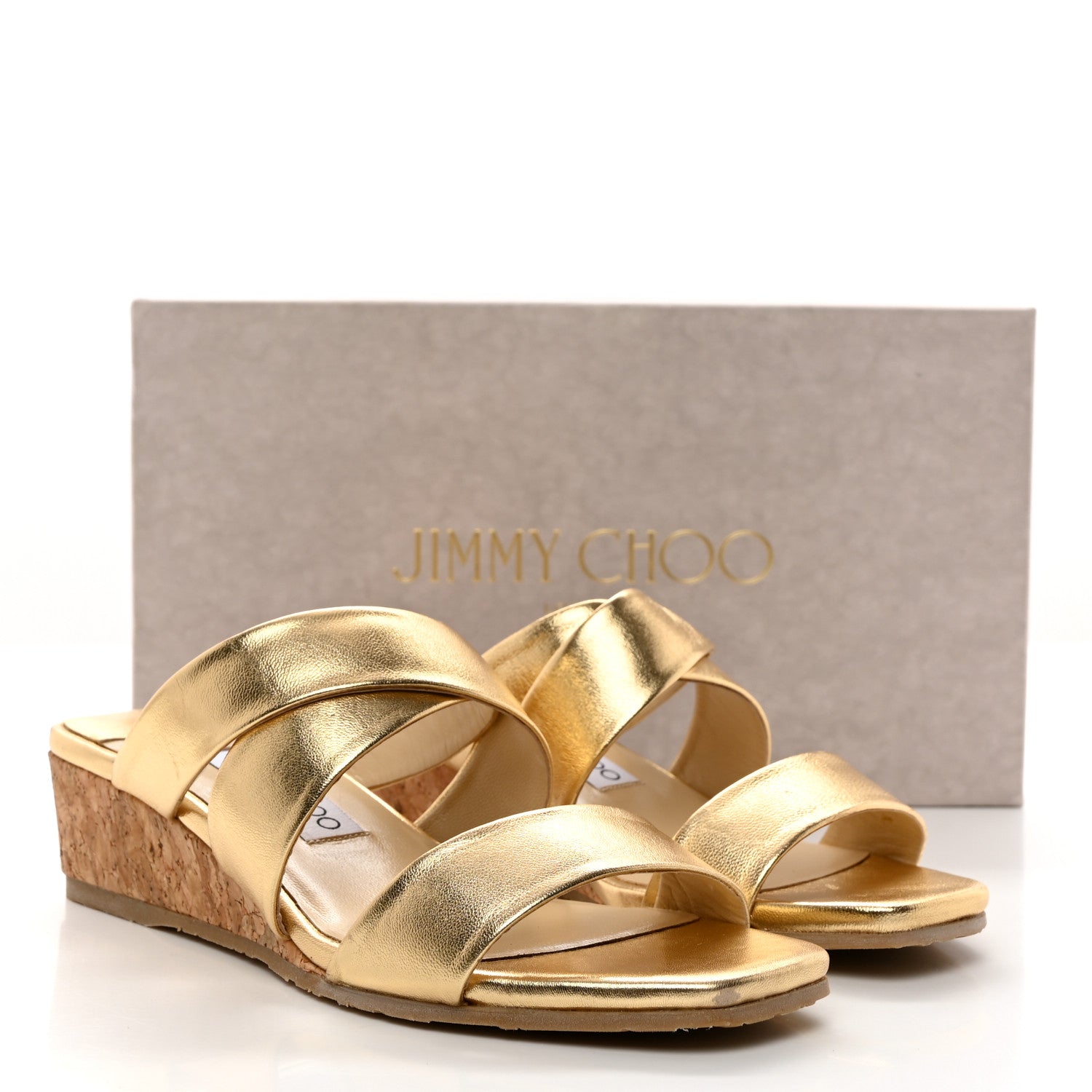 Jimmy Choo Metallic Wedge Sandals 36.5 Gold 8 of 8