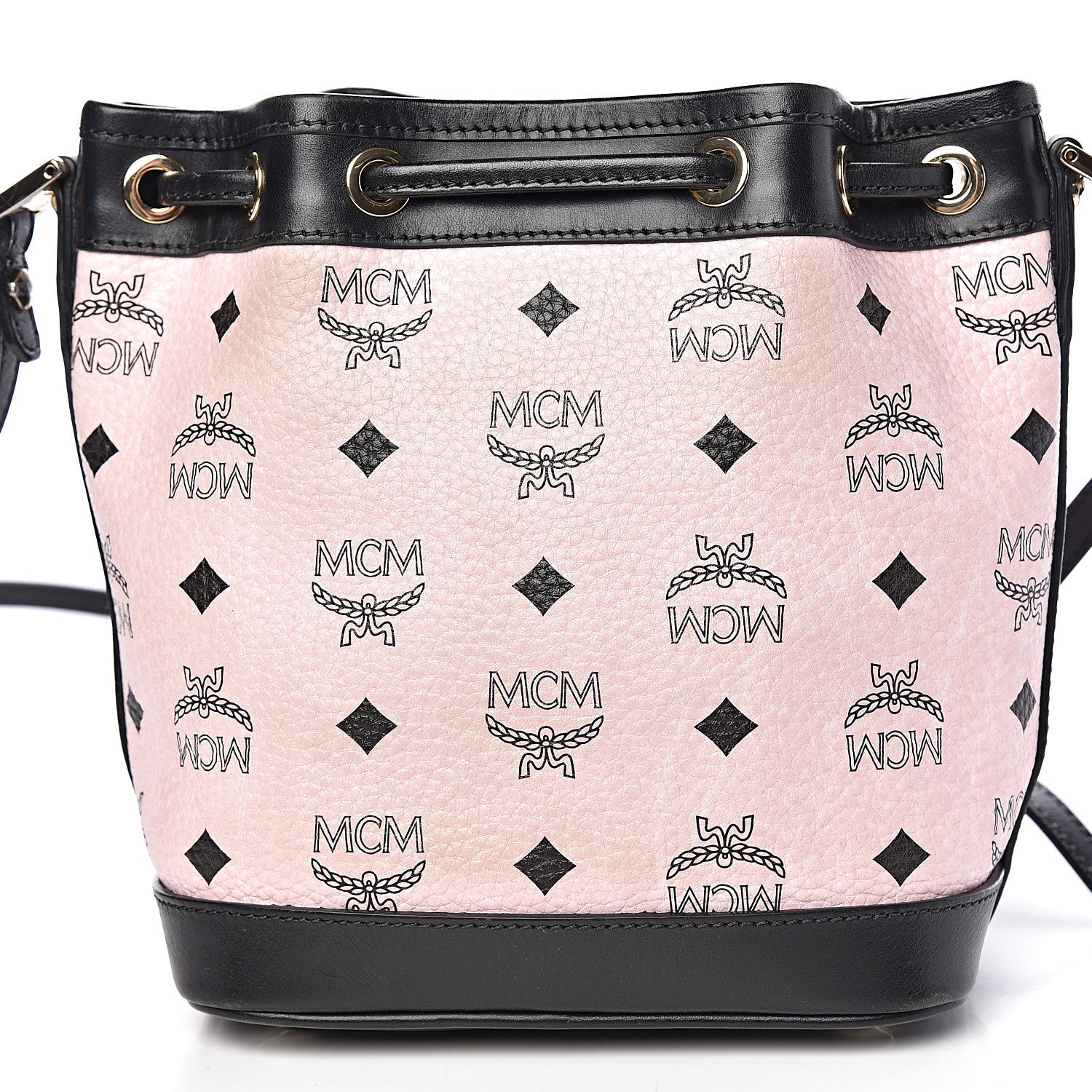 MCM Visetos Mini Heritage Drawstring Bucket Bag Chalk Pink 14 of 14