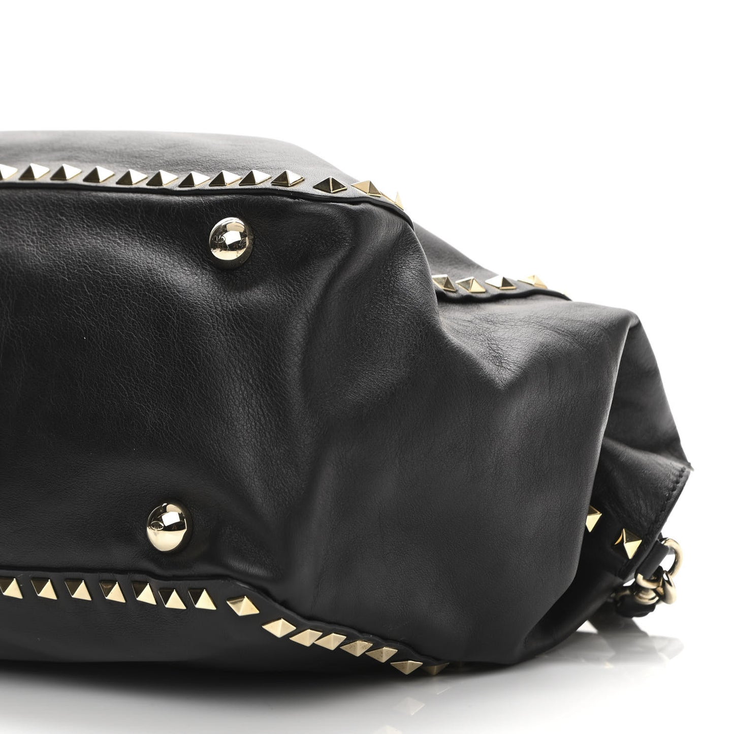 Vitello Medium Rockstud Tote Black