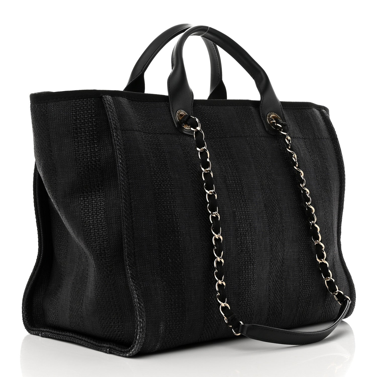 Chanel Mixed Fibers Calfskin Striped Medium Deauville Tote Black 3 of 10