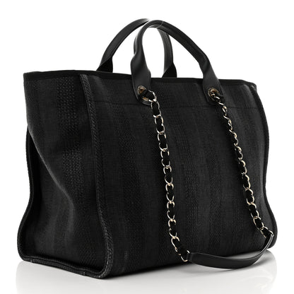 Chanel Mixed Fibers Calfskin Striped Medium Deauville Tote Black 3 of 10