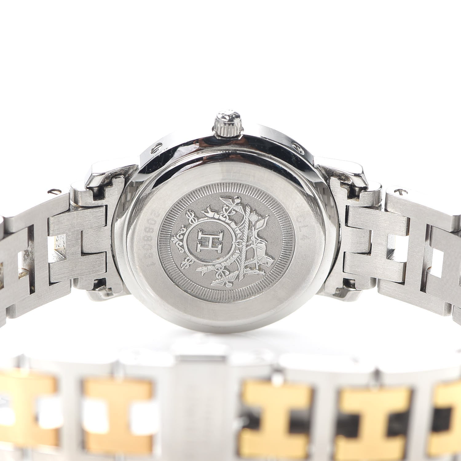 Hermes Stainless Steel Mother of Pearl 24mm Clipper Quartz Watch Gold 3 of 5