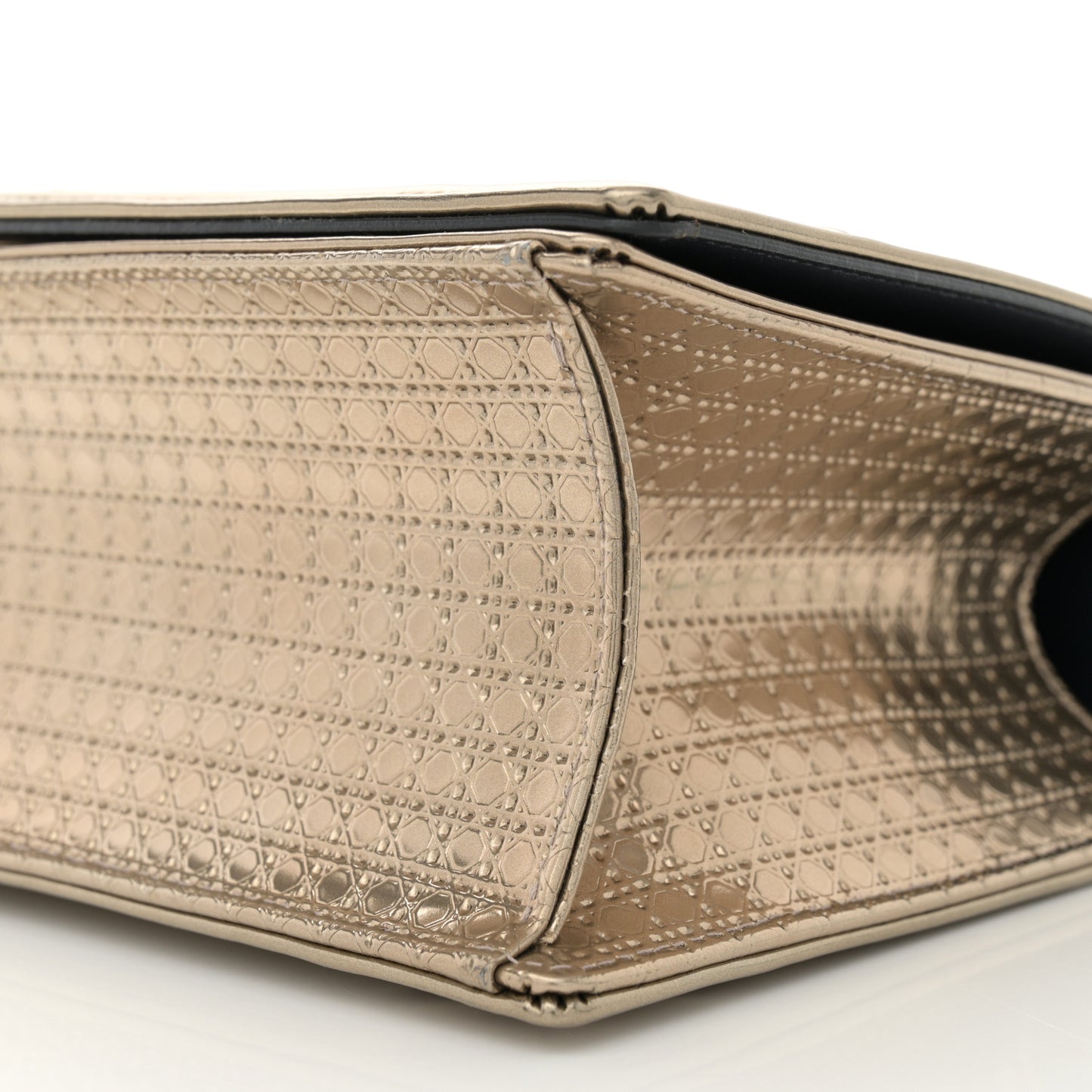 Metallic Patent Micro-Cannage Medium Diorama Flap Bag Gold