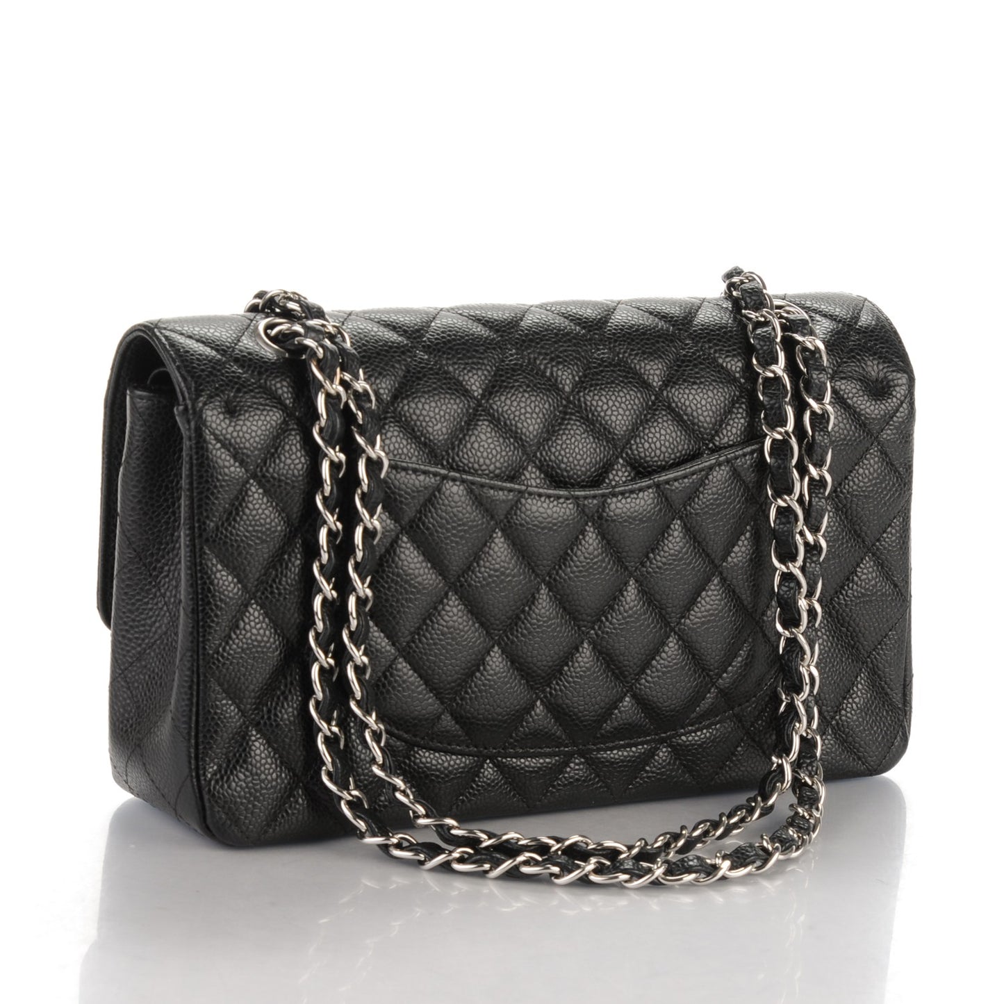 Caviar Quilted Medium Double Flap Black