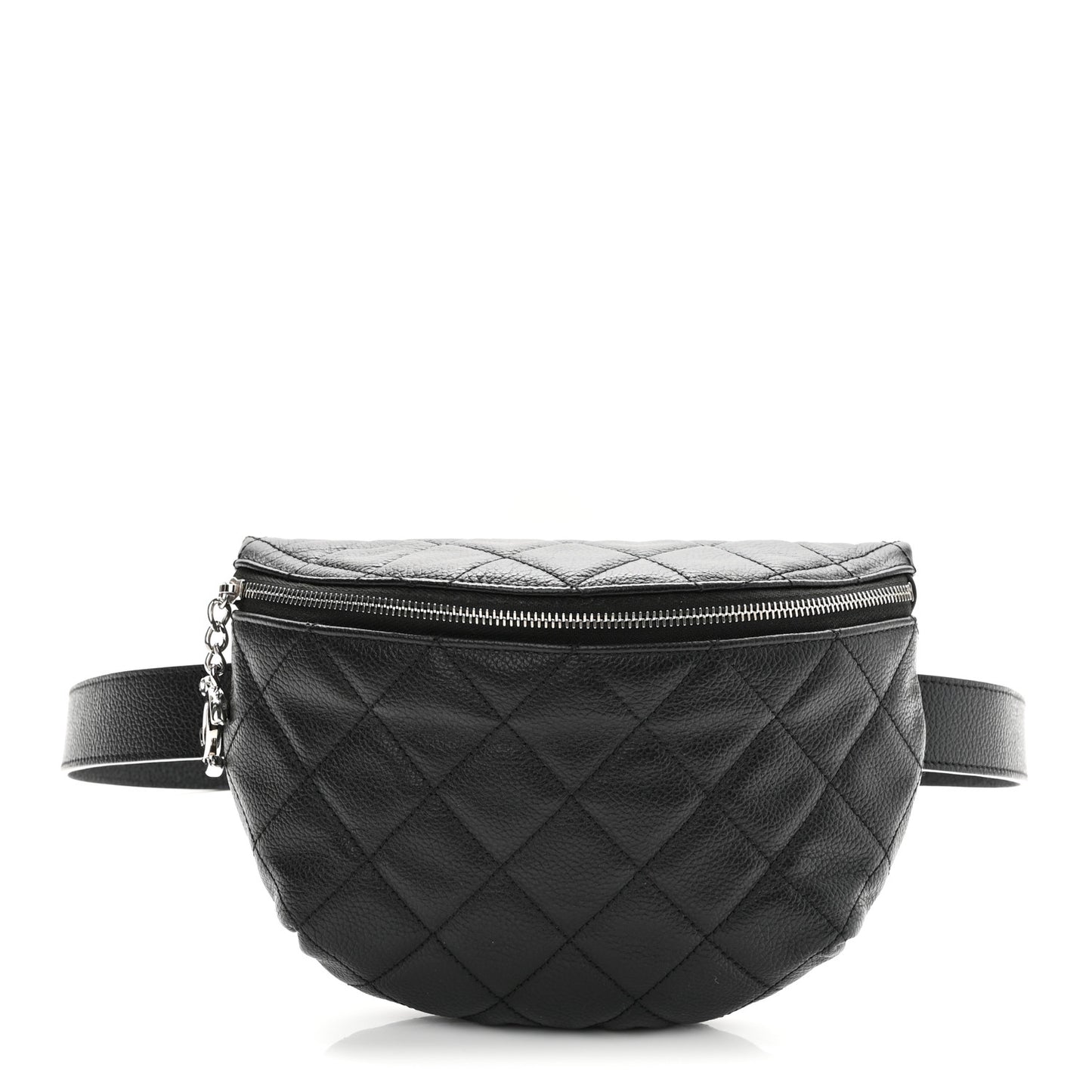 Grained Calfskin Quilted Waist Belt Bag Black