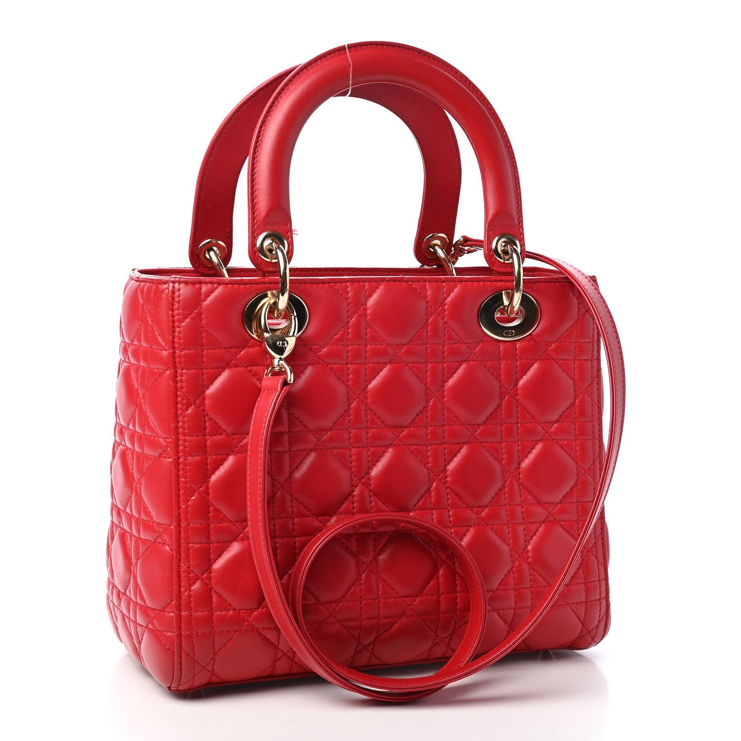 Lambskin Cannage Medium Lady Dior Red