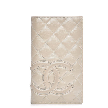 Chanel Aged Calfskin Quilted Cambon Quilted Yen Wallet Pearl 1 of 9