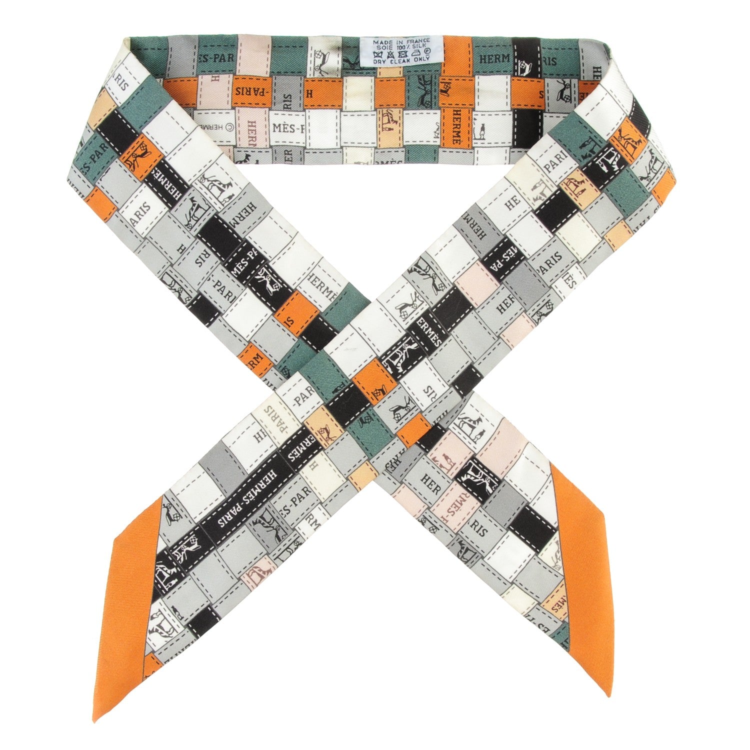 Hermes Silk Bolduc Au Carre Twilly Gris Caramel Blanc 1 of 5