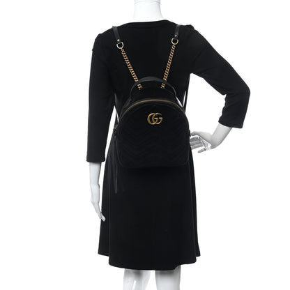 Gucci Velvet Matelasse GG Marmont Dome Backpack Black 2 of 20