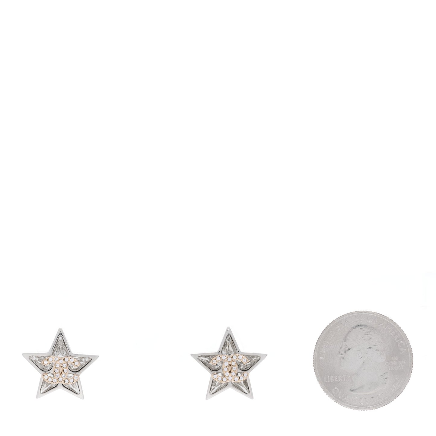 Crystal CC Star Earrings Silver