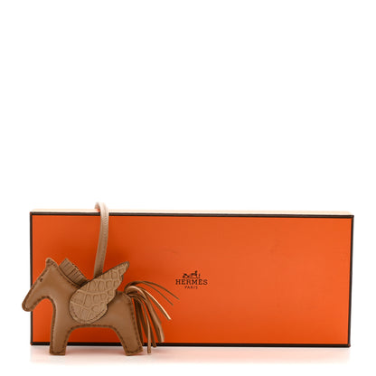 Hermes Milo Lambskin Matte Alligator Touch Grigri Rodeo Pegase Horse Bag Charm PM Chai 5 of 5