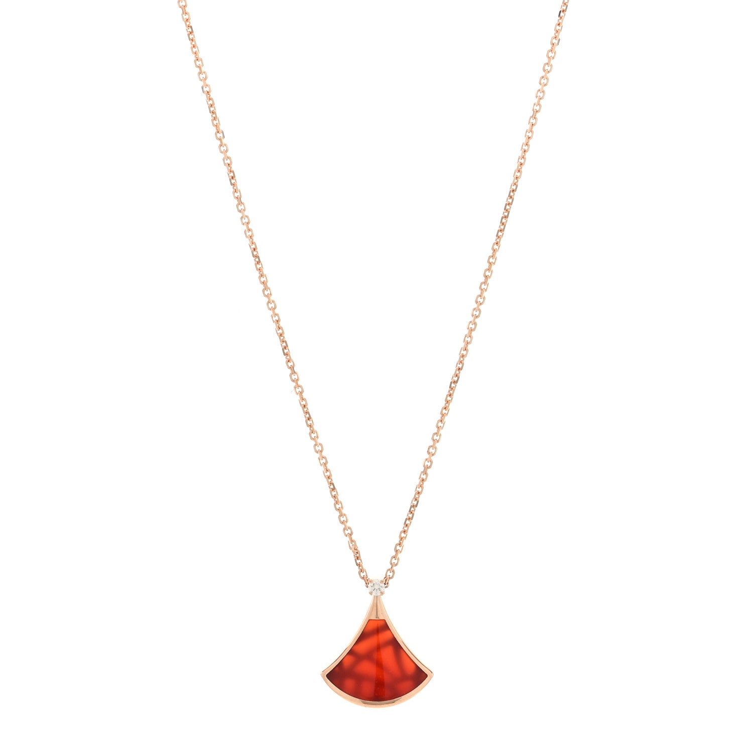 Bulgari 18K Rose Gold Diamond Carnelian Divas' Dream Pendant Necklace 1 of 5
